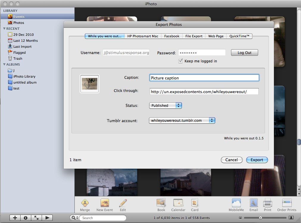 while you were out - iPhoto tumblr plugin